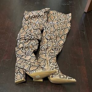 Elegant Snakeskin Over the Knee Boots